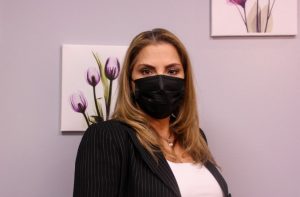 Olga Sanchez with a mask 